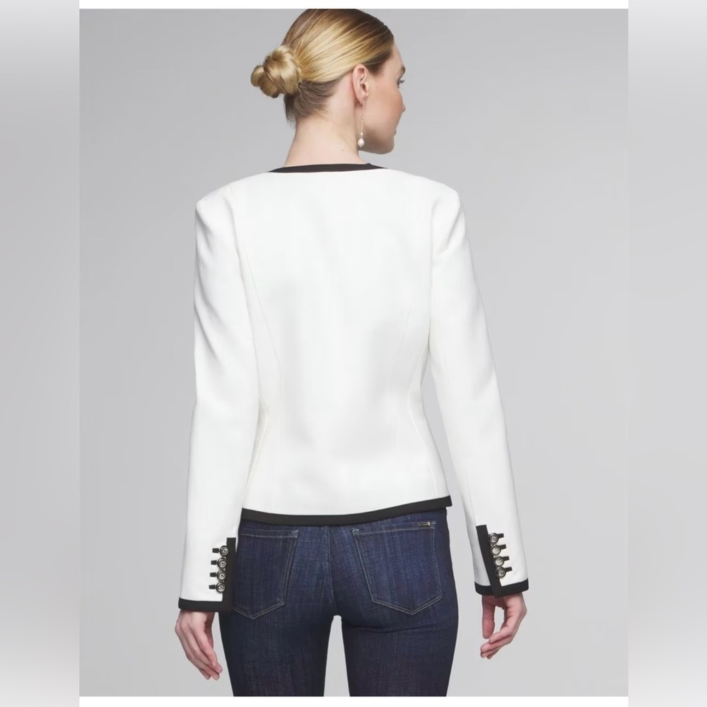 Whbm Colorblock Stylist Jacket Size 10 Color Ecru… - image 8
